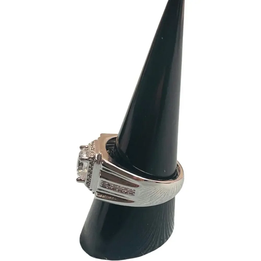 Silver Plated Moissanite Signet Ring